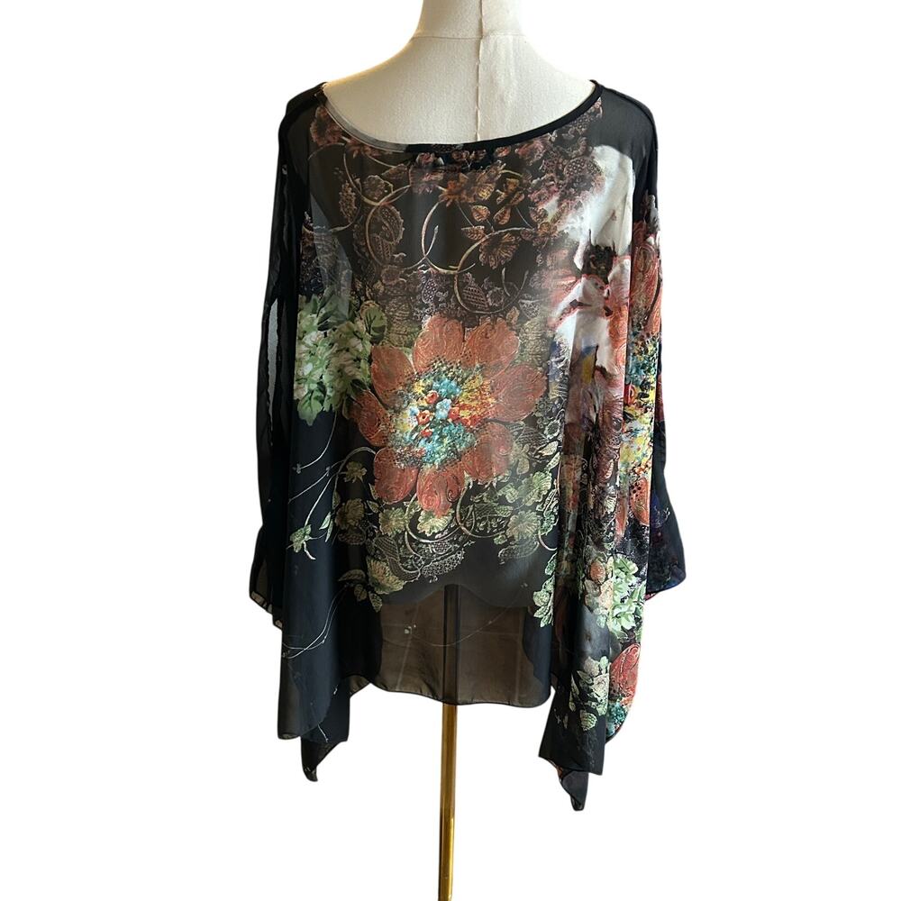 DJT Beachy sheer cover-up poncho lightweight flowy - Picture 3 of 6